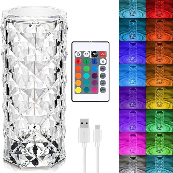 Other - Rose Crystal Table Lamp/USB Rechargeable